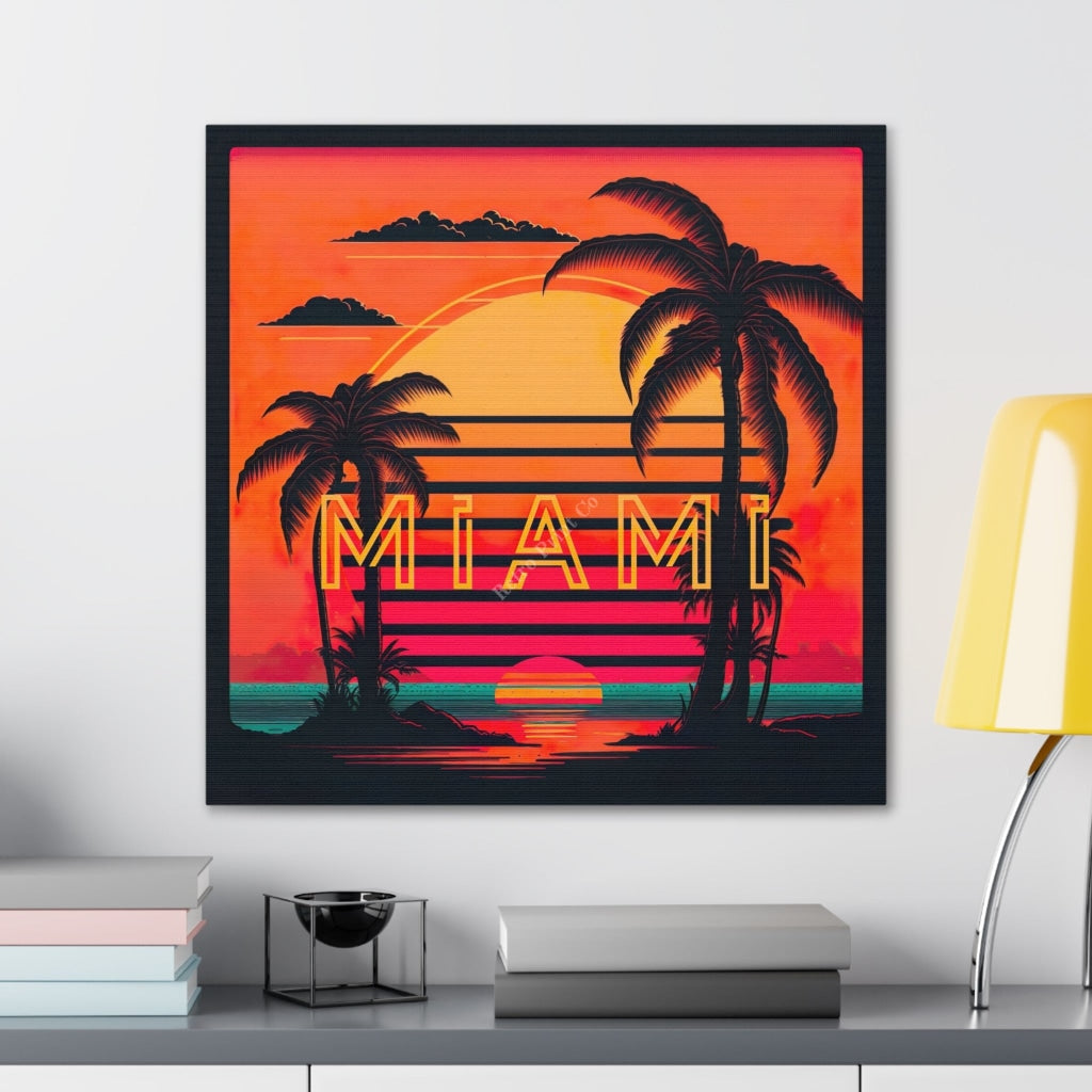 Travel To An 80S Miami Sunset - An Epic Pop Art Adventure! Canvas