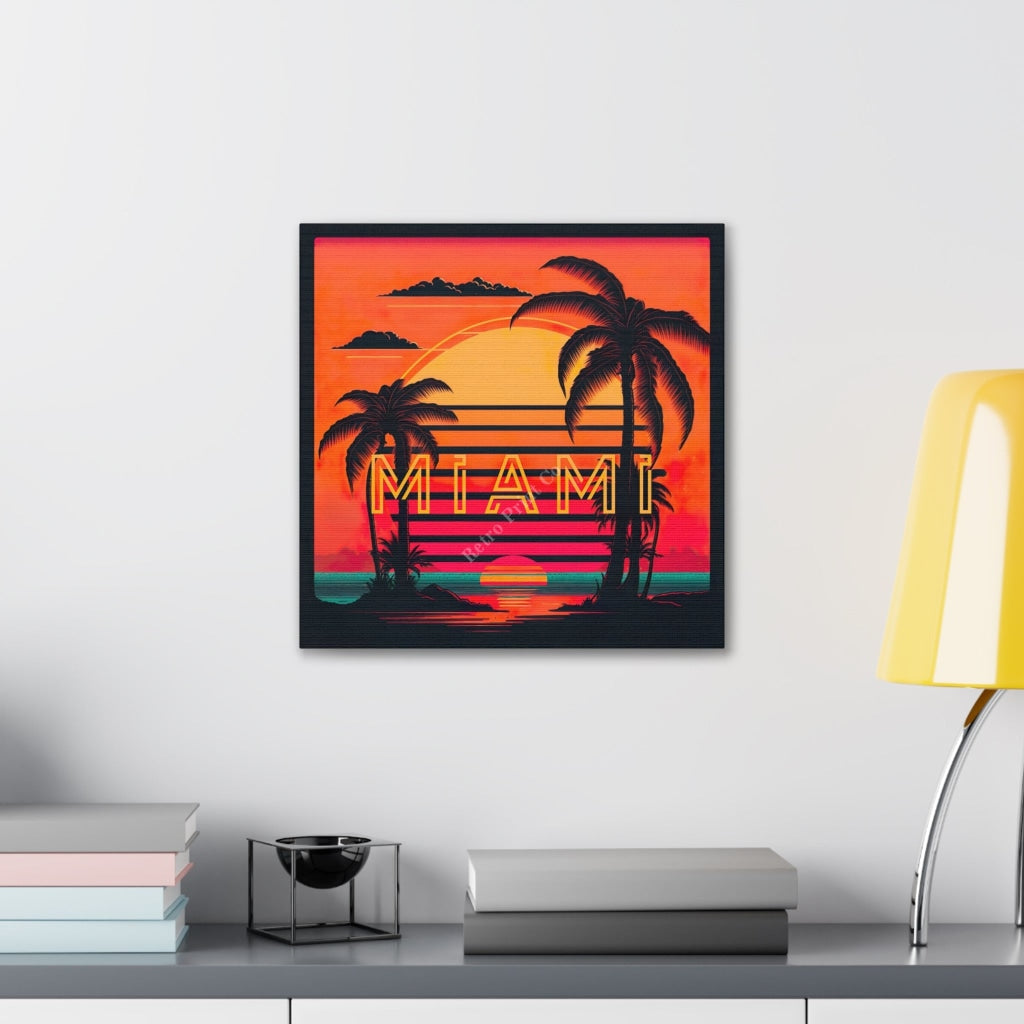 Travel To An 80S Miami Sunset - An Epic Pop Art Adventure! Canvas
