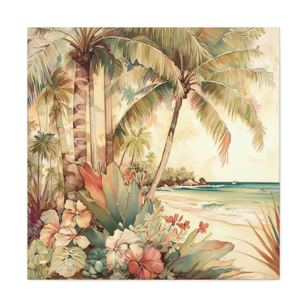 A Glowing Escape: Capture The Serene Beauty Of A Vintage Tropical Beach With Soothing Palette 30 X /