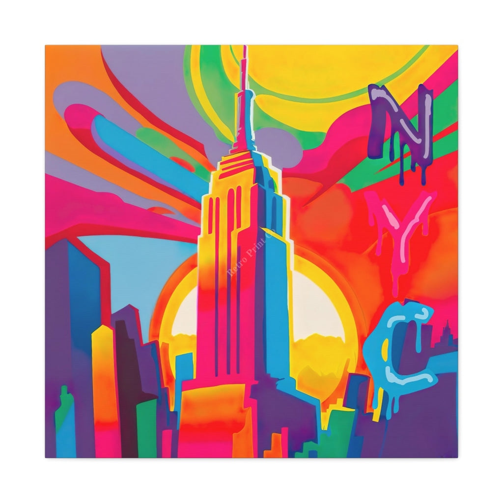 A Trip To New York City: Psychedelic Take On A Classic 30 X / Premium Gallery Wraps (1.25) Canvas