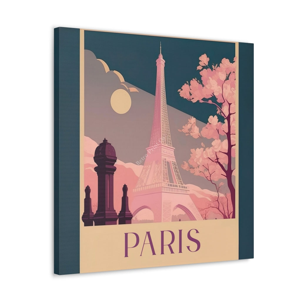 A Whimsical Voyage To Paris: An Enchanting Retro Travel Portrait Canvas