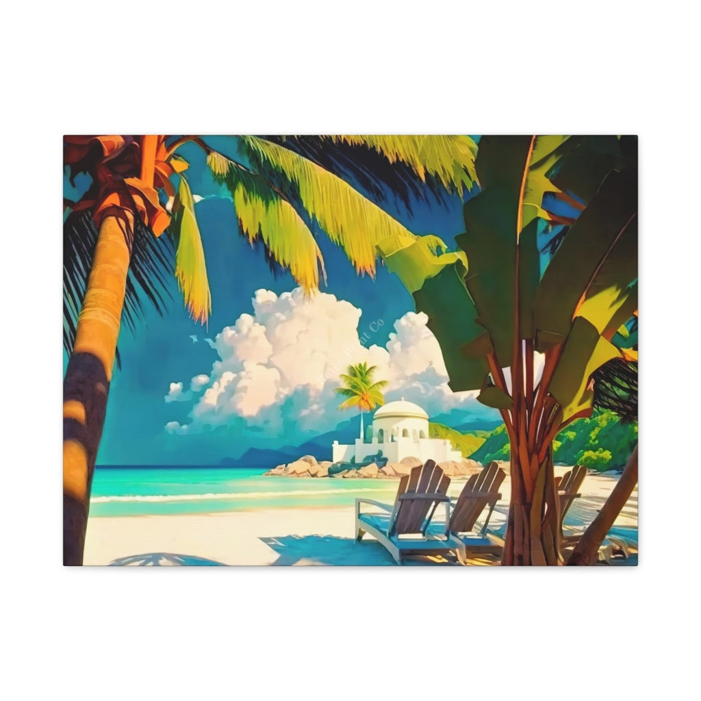 Dive Into A Mediterranean Beach Paradise: Canvas Print Wall Art 24 X 18 / Premium Gallery Wraps
