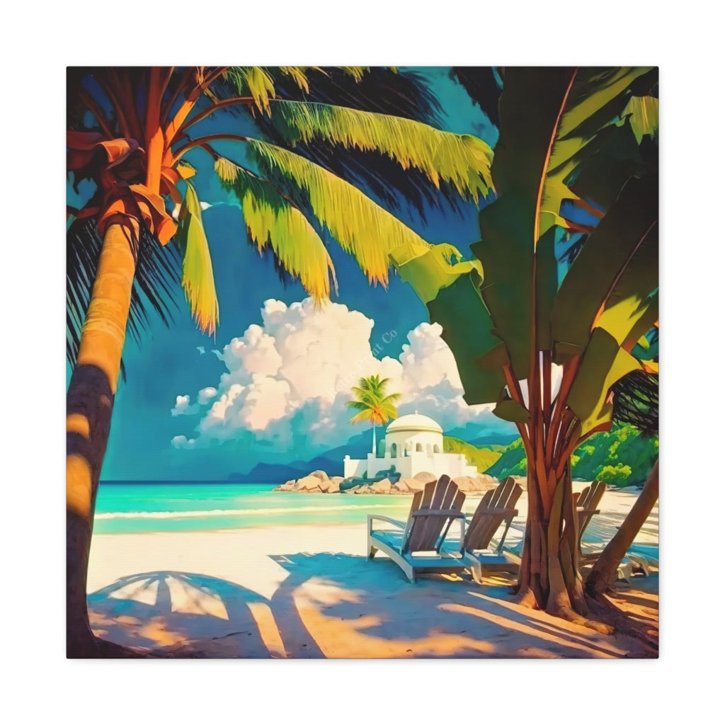 Dive Into A Mediterranean Beach Paradise: Canvas Print Wall Art 24 X (Square) / Premium Gallery