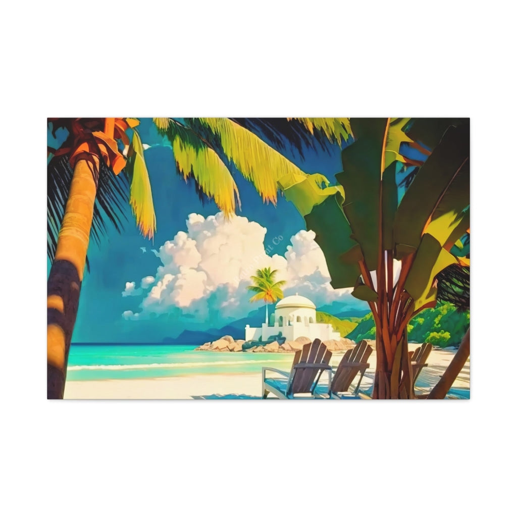 Dive Into A Mediterranean Beach Paradise: Canvas Print Wall Art 36 X 24 / Premium Gallery Wraps
