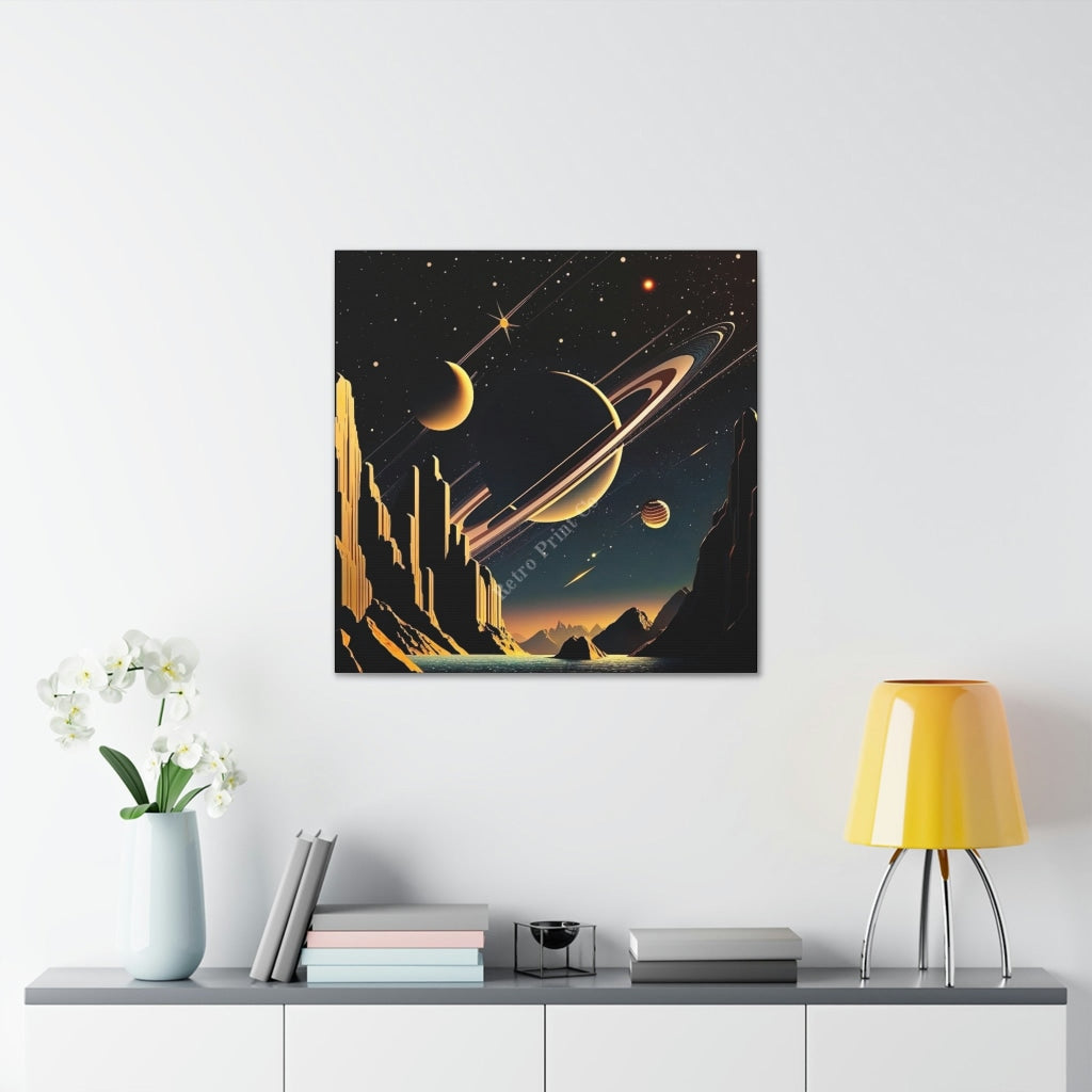 Explore The Wonders Of Saturn - A Spectacular View From Its Moon! Canvas