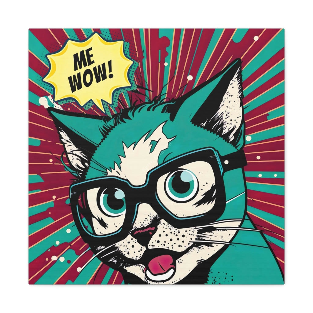 Get Ready To Meow - A Whimsical Pop Art Cat Portrait! 24 X (Square) / Premium Gallery Wraps (1.25)