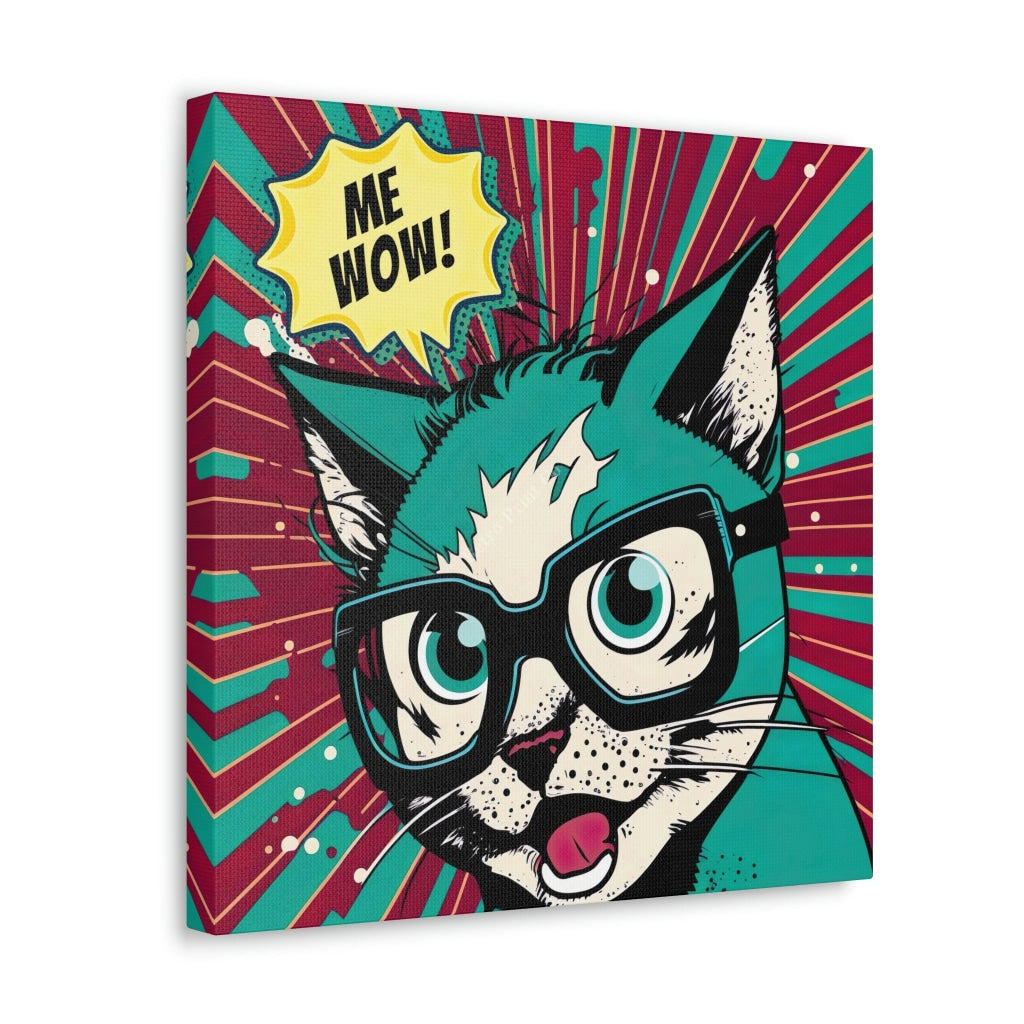 Get Ready To Meow - A Whimsical Pop Art Cat Portrait! Canvas