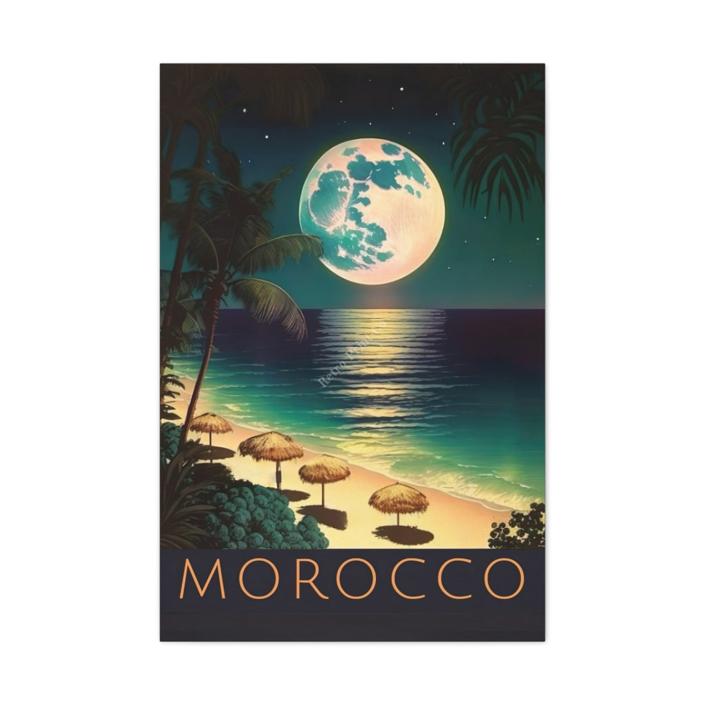 The Allure Of A Moonlit Beach In Morocco 12 X 18 / Premium Gallery Wraps (1.25) Canvas