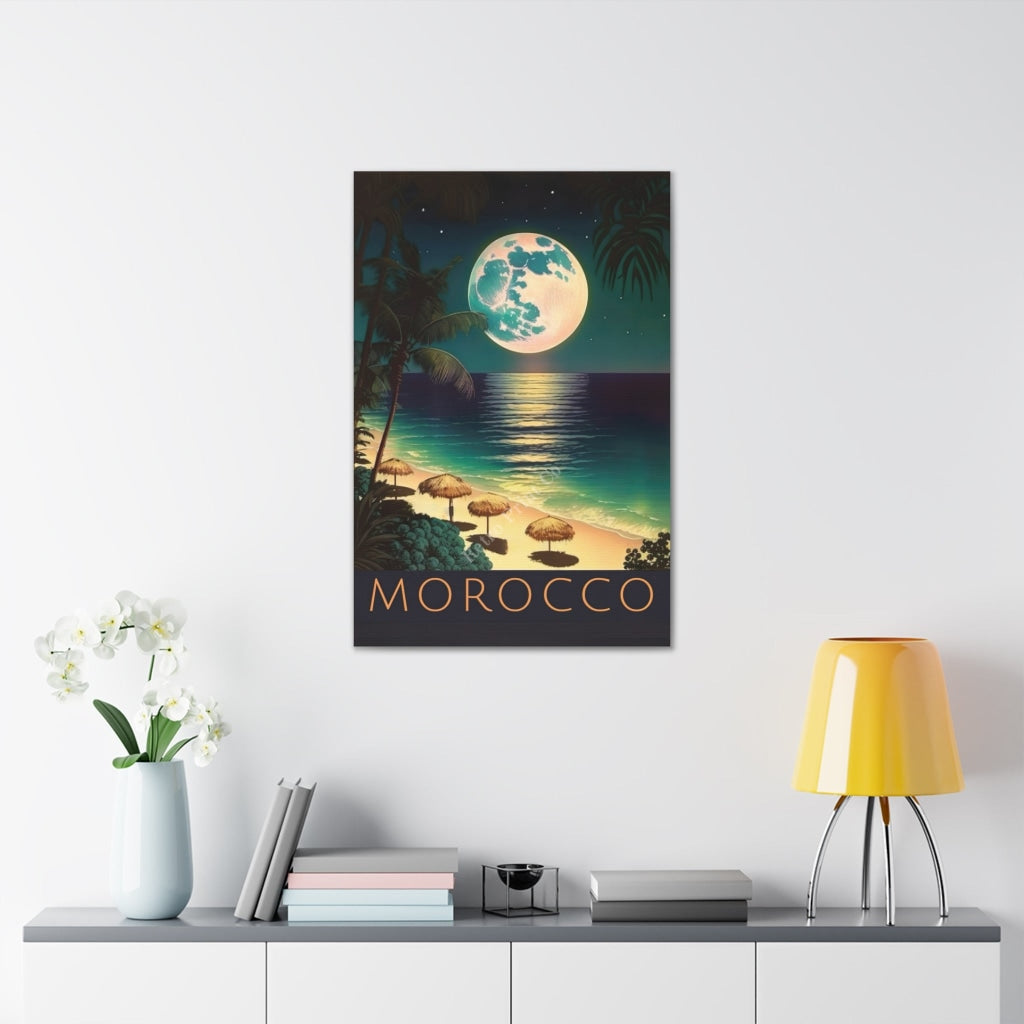 The Allure Of A Moonlit Beach In Morocco Canvas