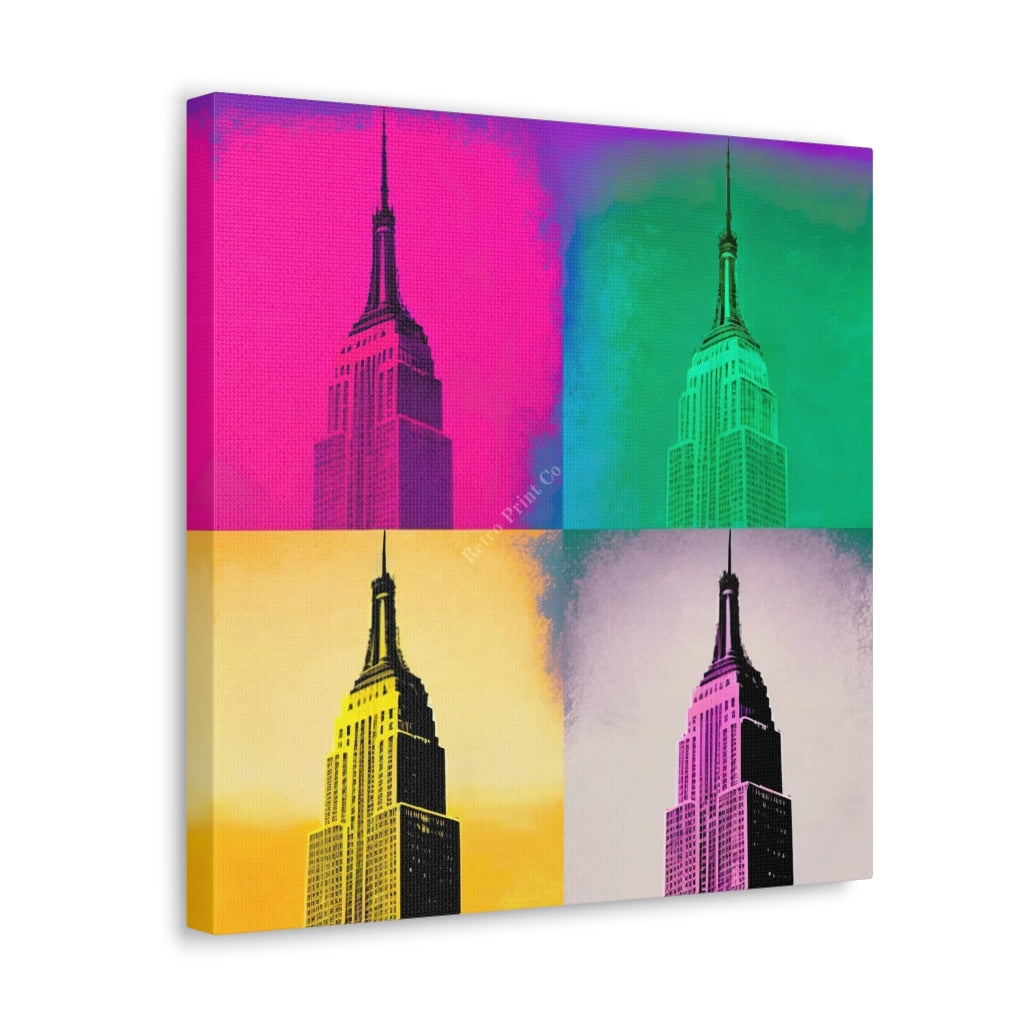 Pop Empire: A Retro Perspective Of The Iconic Empire State Building Canvas