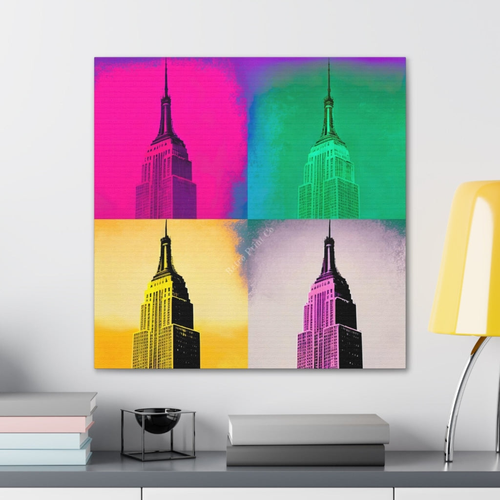 Pop Empire: A Retro Perspective Of The Iconic Empire State Building Canvas