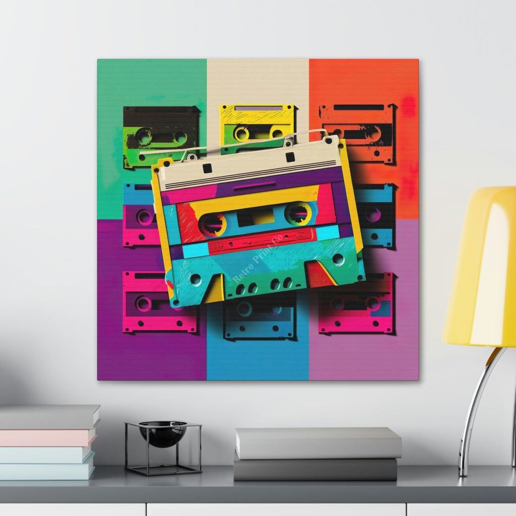 Relive The Retro Days - A Colorful Pop Art Cassette Portrait! Canvas