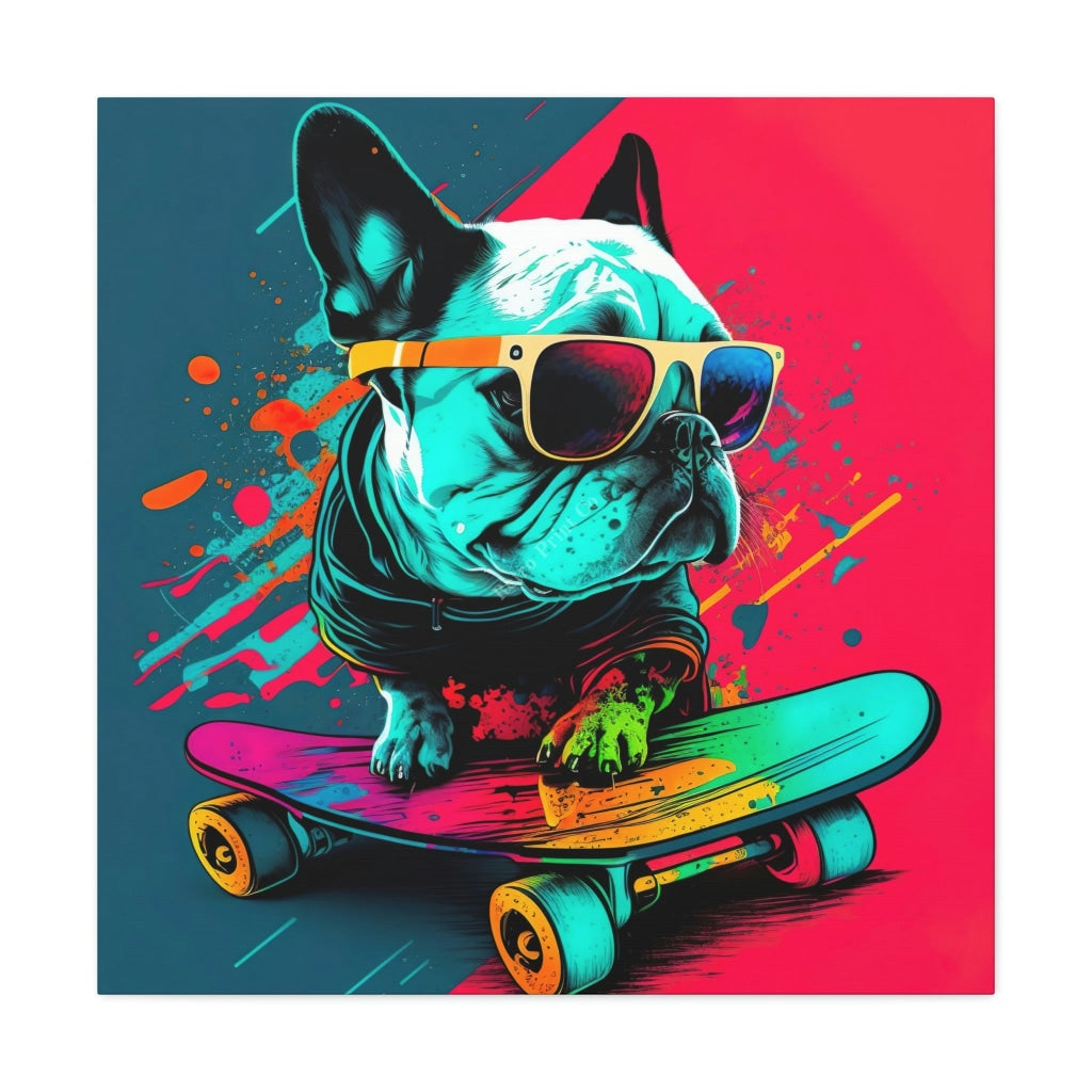 Take A Ride With The Frenchie - Go Skateboarding! 30 X / Premium Gallery Wraps (1.25) Canvas
