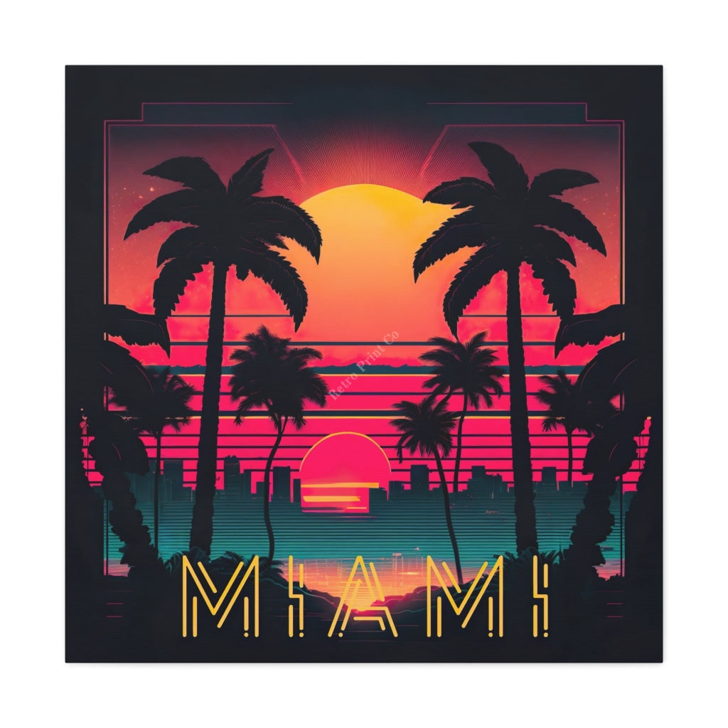 Relive The Magic Of 1980S Miami - An Unforgettable Sunset! 30 X / Premium Gallery Wraps (1.25)
