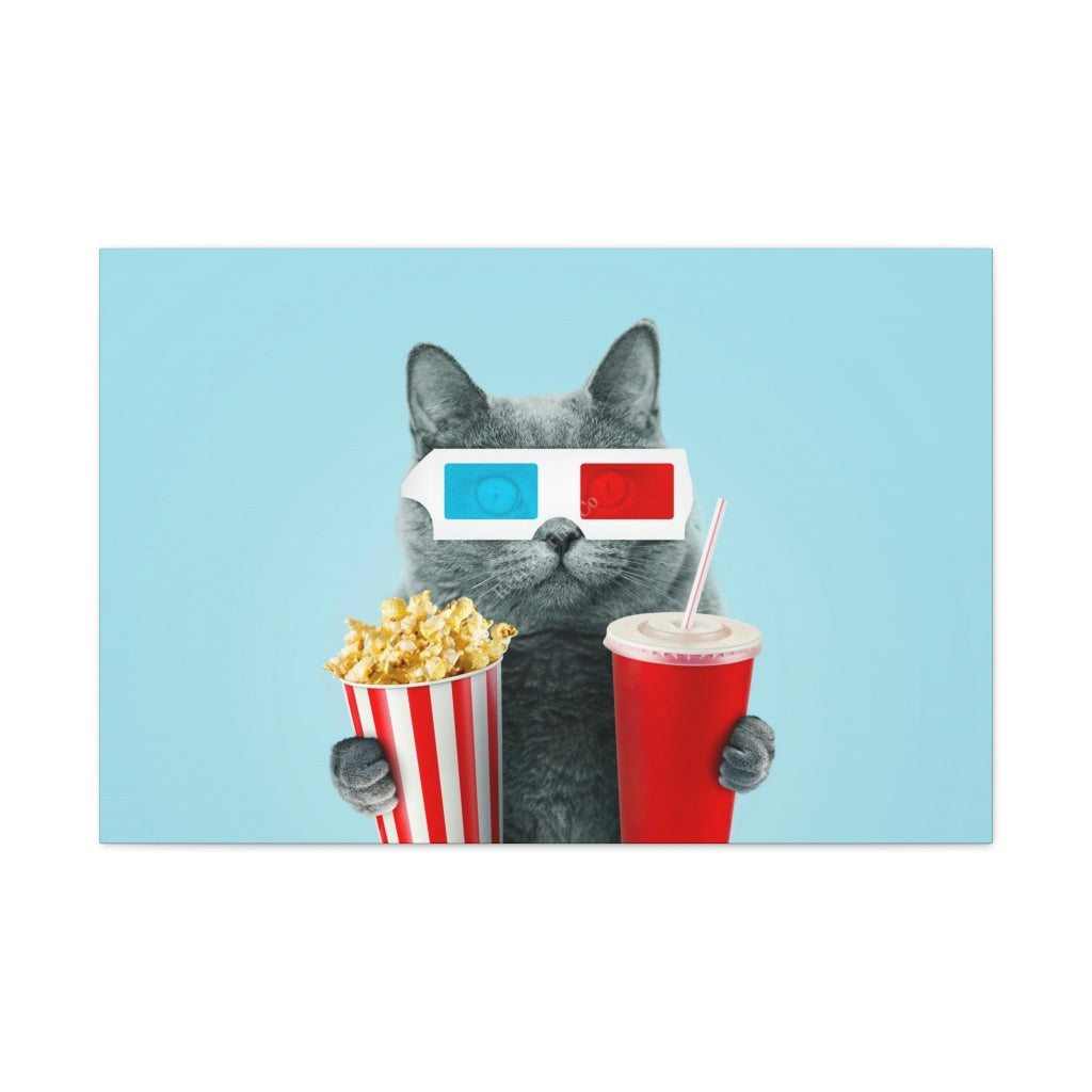 The Purr-Fect Movie Night - Popcorn Cuddles And Your Feline Friend! 36 X 24 / Premium Gallery Wraps