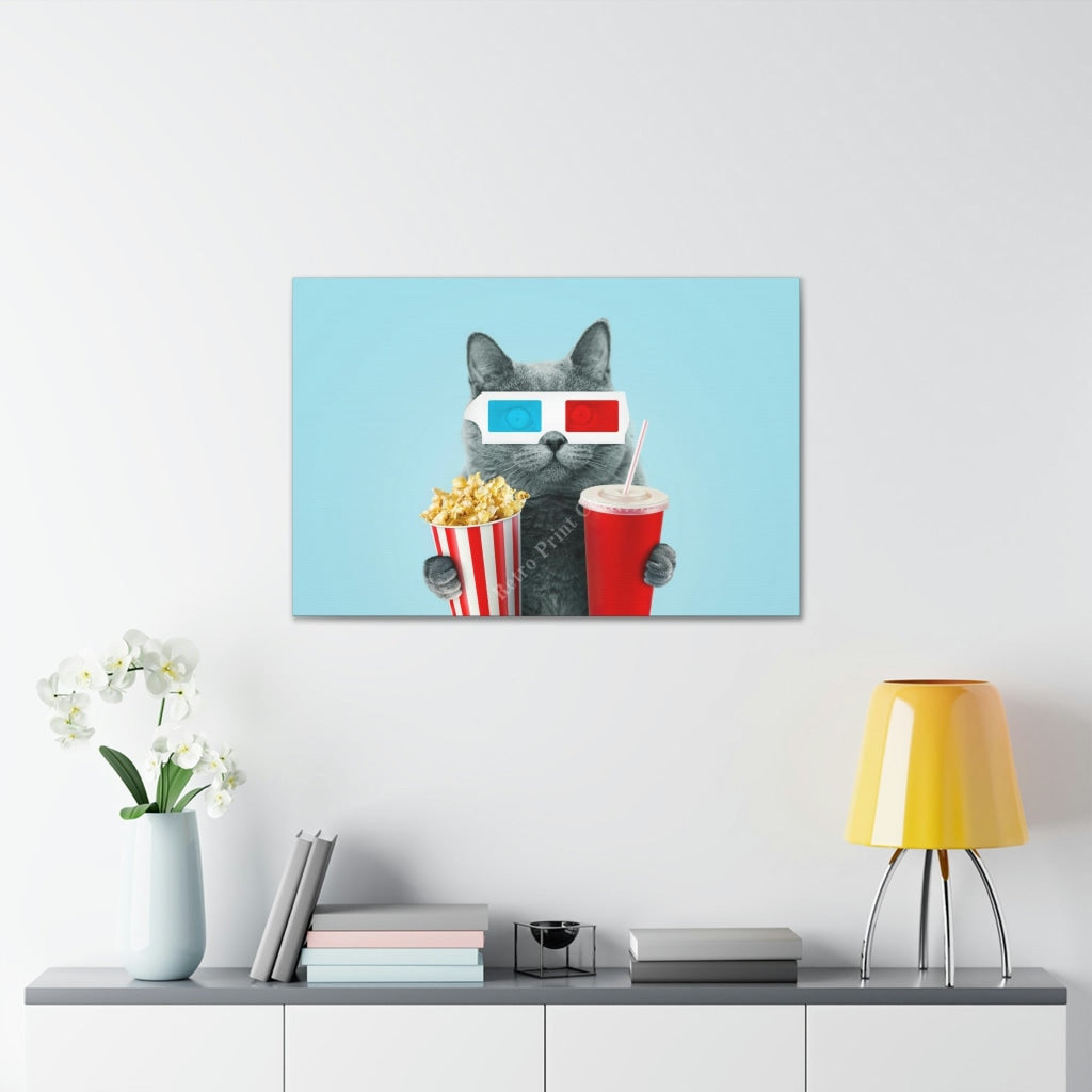 The Purr-Fect Movie Night - Popcorn Cuddles And Your Feline Friend! Canvas