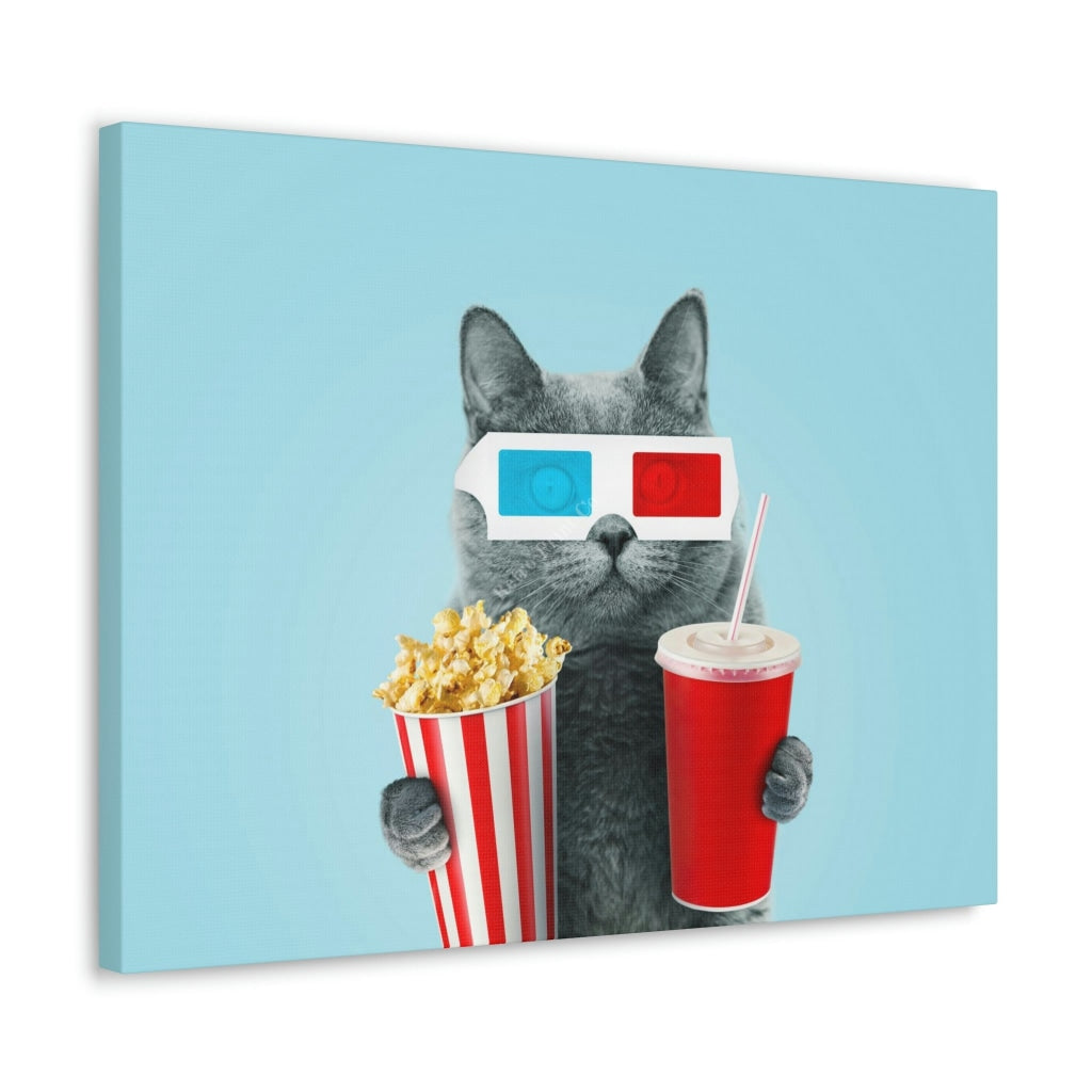 The Purr-Fect Movie Night - Popcorn Cuddles And Your Feline Friend! Canvas