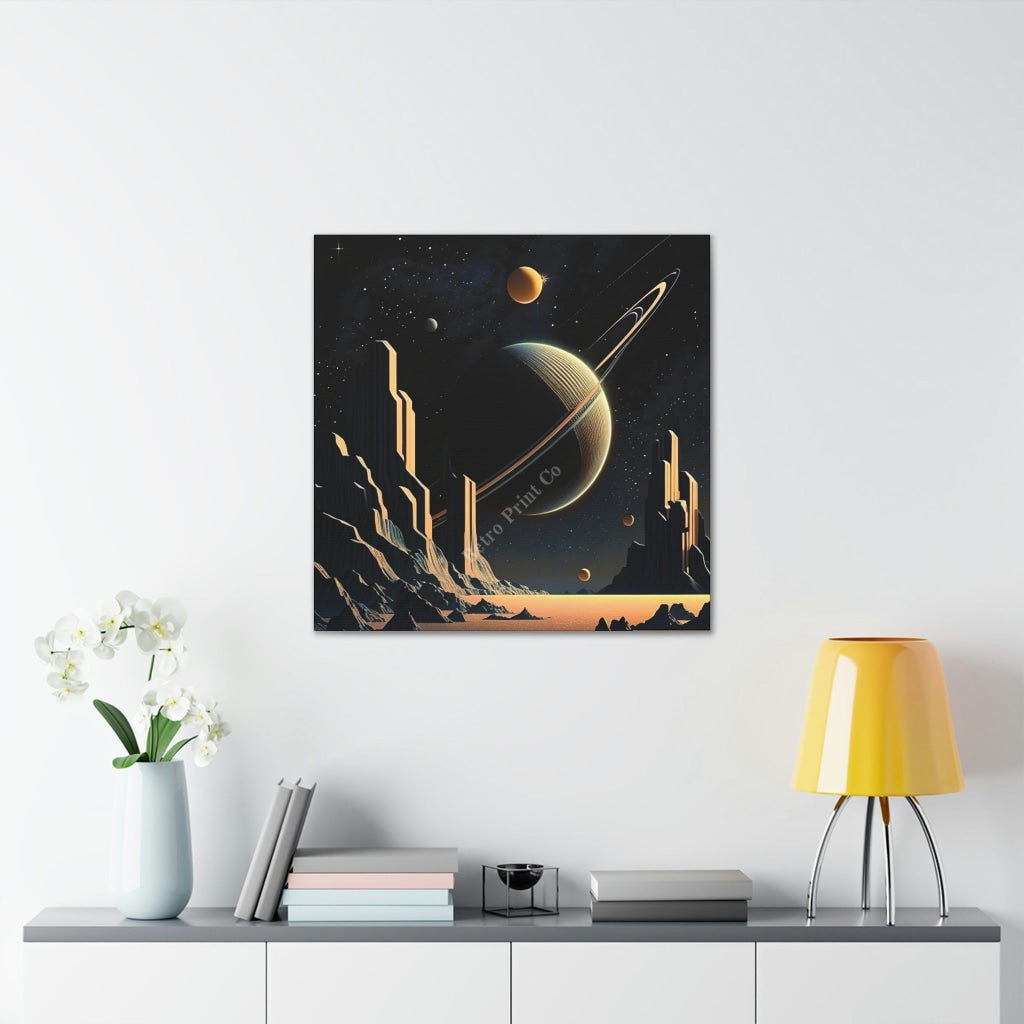 Unlock The Mysteries Of Saturn - A Celestial Art Deco Portrait! Canvas