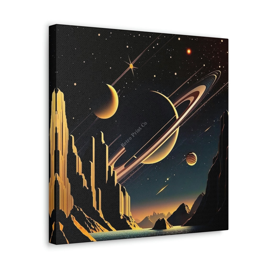 Explore The Wonders Of Saturn - A Spectacular View From Its Moon! Canvas