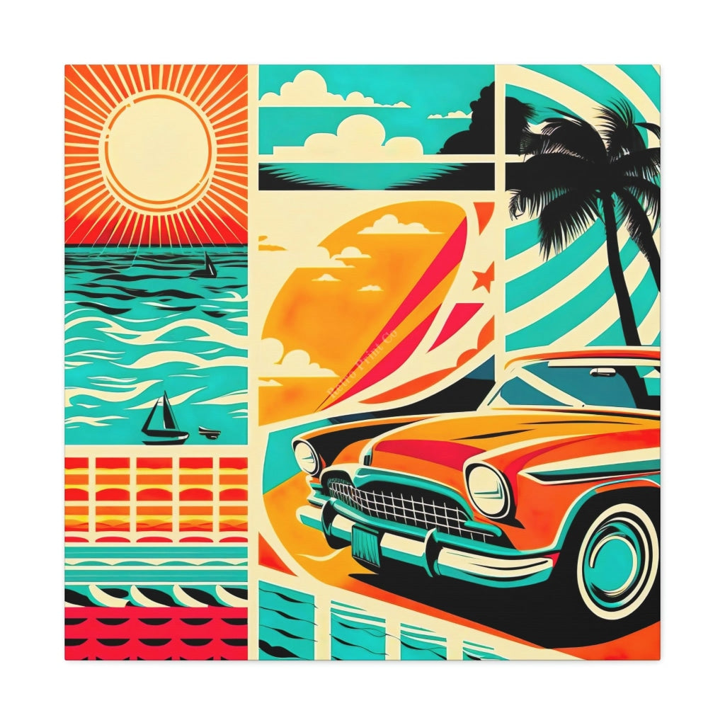 Slow Beach Cruise - A Miami Pop Art Portrait! 30 X / Premium Gallery Wraps (1.25) Canvas