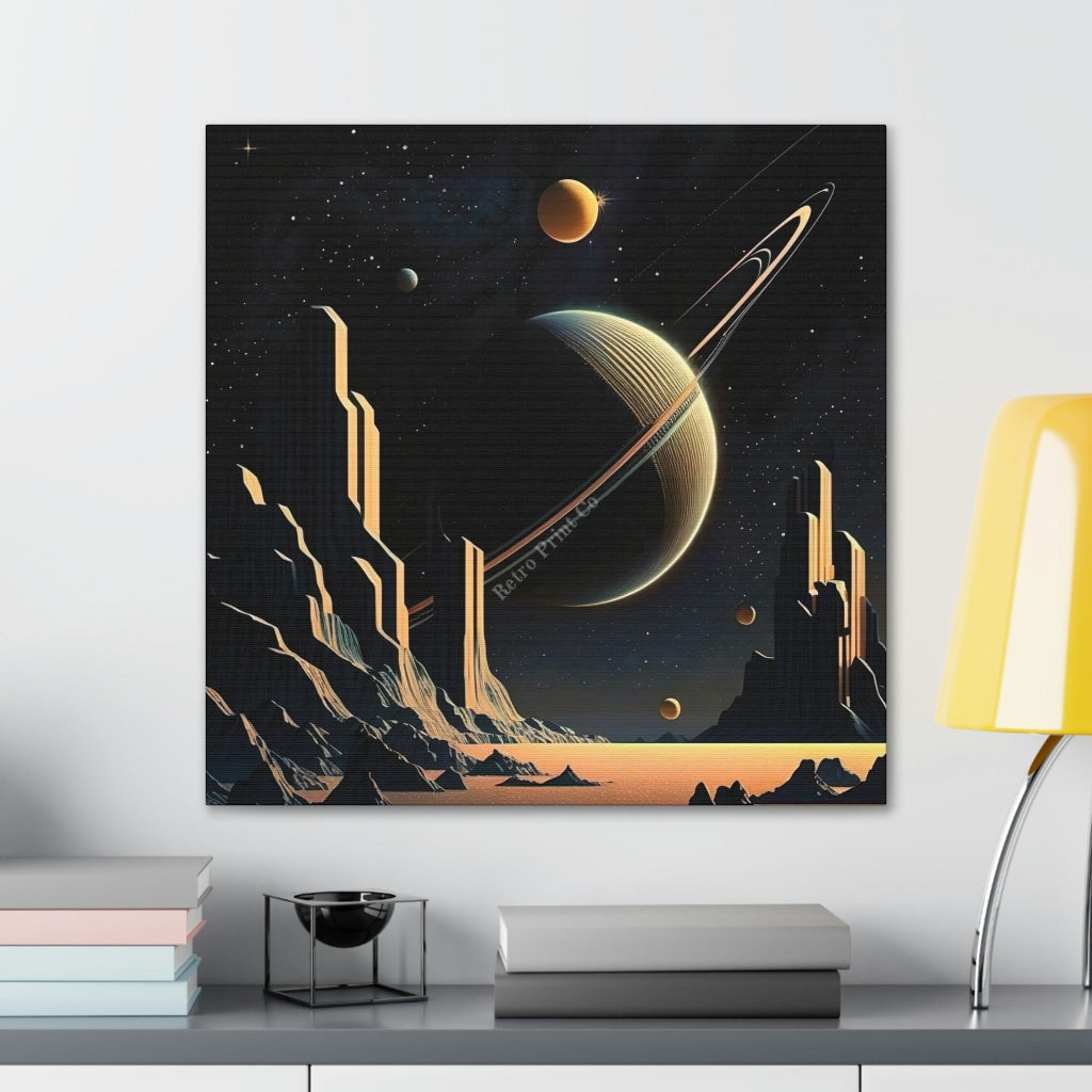 Unlock The Mysteries Of Saturn - A Celestial Art Deco Portrait! Canvas